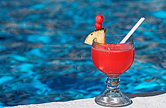 墨西哥,尤卡坦半岛,胜地,坎昆,热带饮料,池边