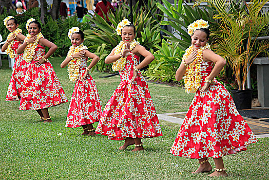 夏威夷,夏威夷大岛,草裙舞,展示,舞者