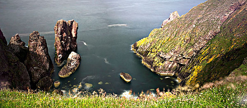 俯拍,岩石构造,海岸,头部,苏格兰边境,苏格兰
