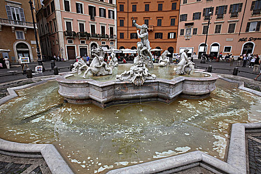 意大利,拉齐奥,罗马,广场,纳佛那广场,海王星喷泉