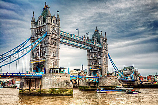 英格兰,伦敦,游船,航行,泰晤士河,塔桥