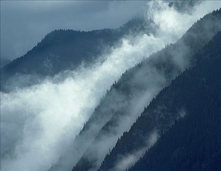 薄雾,上升,瀑布山,靠近,希望,不列颠哥伦比亚省,加拿大