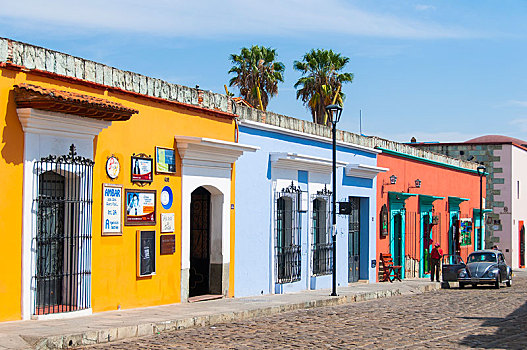 道路,彩色,殖民地,房子,中心,瓦哈卡,墨西哥,中美洲