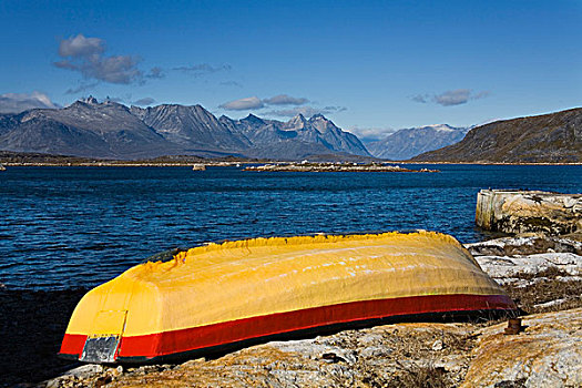 划桨船,海岸,纳诺塔利克,格陵兰