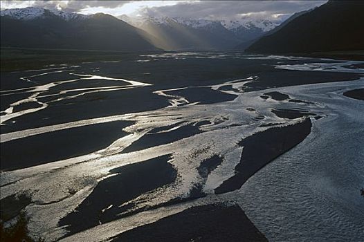河,展示,缠结,河流,坎特伯雷,新西兰