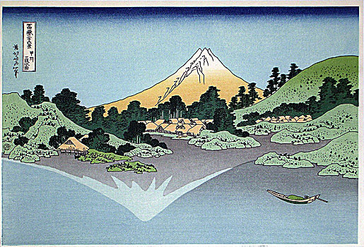 反射,表面,水,省,序列,富士山,艺术家
