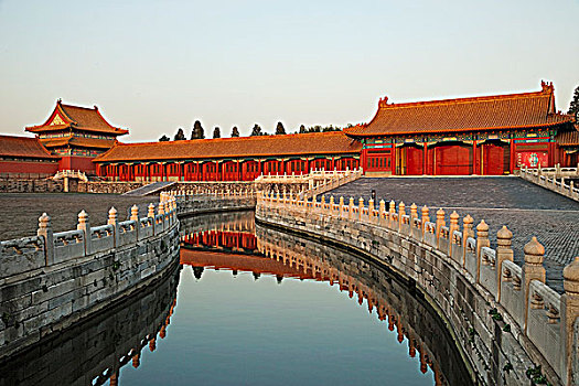 反射,墙壁,水中,皇宫,故宫,北京,中国