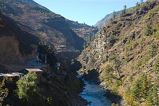 山,公路,不丹,十一月,2007年