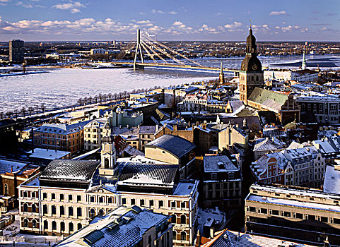 城市,教堂,世界遗产,里加,拉脱维亚,欧洲
