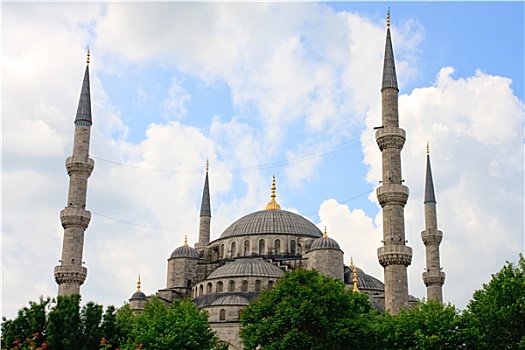 伊斯坦布尔,蓝色清真寺,阴天