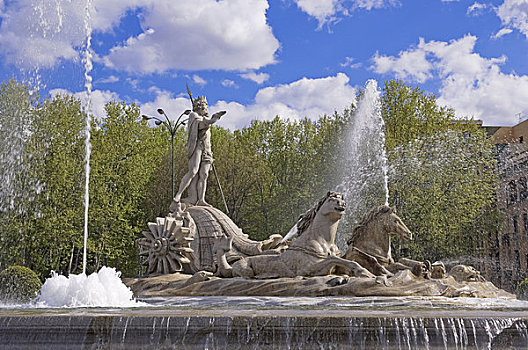 雕塑,喷泉,马德里,西班牙