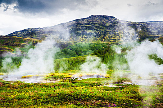 风景,蒸汽,温泉,豪卡德勒,地热,区域,冰岛,欧洲