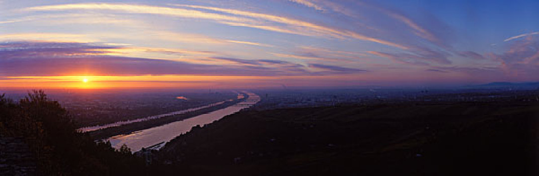 夜空,高处,多瑙河,维也纳,奥地利