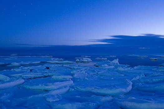 浮冰,海洋,夜晚