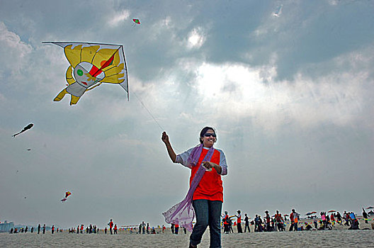 庆贺,市场,孟加拉,一月,2008年,风筝,流行,孩子,成年