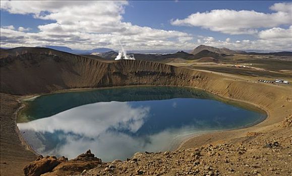 火山湖,火山口,冰岛,欧洲