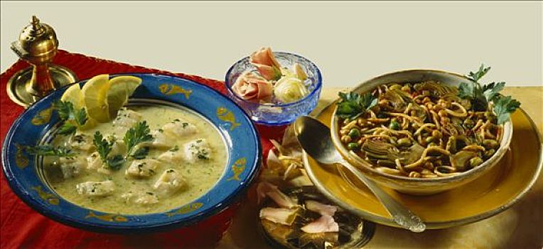 鱼汤,叙利亚,面条汤,蔬菜,突尼斯