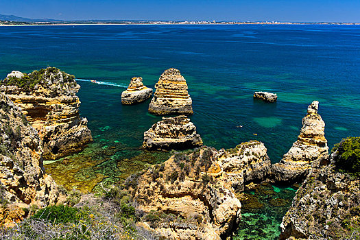 岩石构造,海滩,拉各斯,阿尔加维,葡萄牙,欧洲
