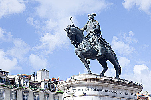 仰视,雕塑,国王,里斯本,葡萄牙