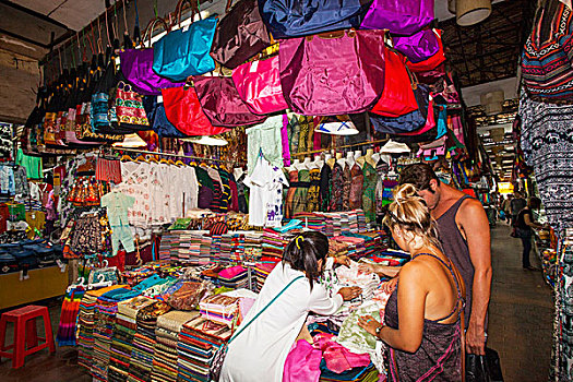 柬埔寨,收获,老,市场,旅游,情侣,购物