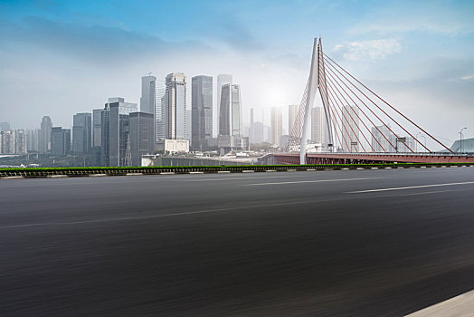 路面天际线和重庆城市建筑