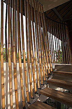 竹子,杆,线条,楼梯,房子,印度尼西亚