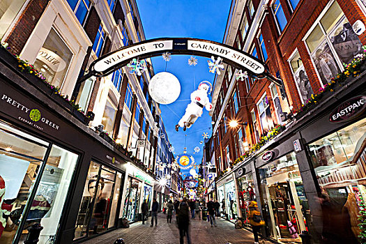 英格兰,伦敦,街道,圣诞灯光,展示