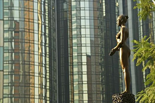 雕塑,玻璃,摩天大楼,洛杉矶,加利福尼亚,美国