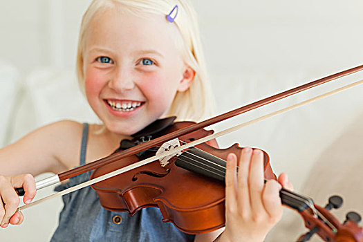 可爱,女孩,演奏,小提琴