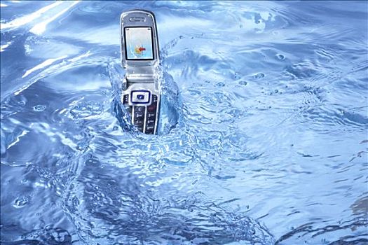 手机,落下,水