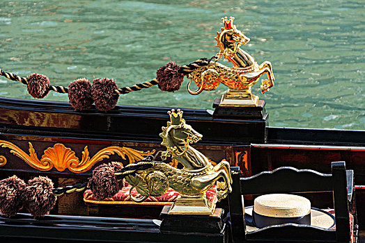 威尼斯,小船,特写,象征,神话,海马