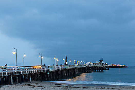 码头,黄昏,加利福尼亚,美国