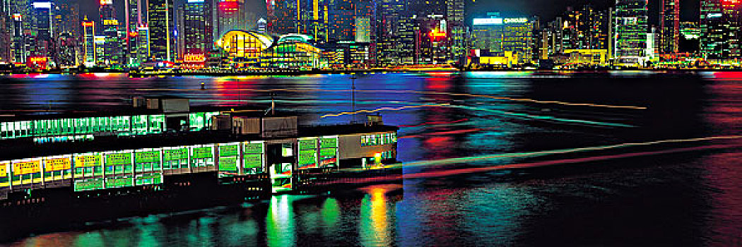 星,渡轮,车站,全景,香港