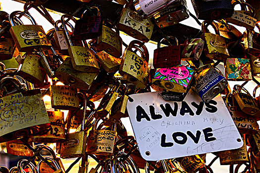 喜爱,锁,桥,巴黎,法兰西岛,法国,欧洲