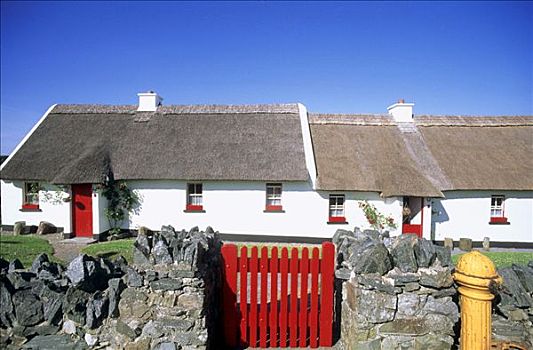 爱尔兰,康纳玛拉,半岛,茅草屋顶,屋舍