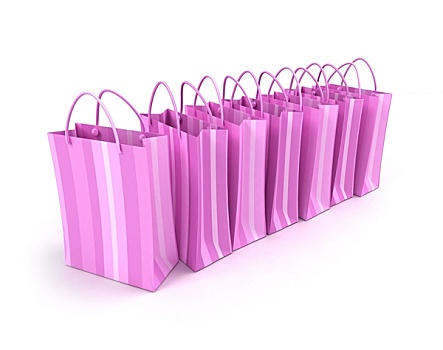 粉色,购物袋,排列