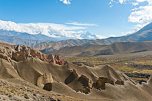 浩大,腐蚀,风景,靠近,喜马拉雅山,尼泊尔,亚洲