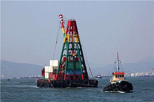拖船,起重机,驳船,港口,香港