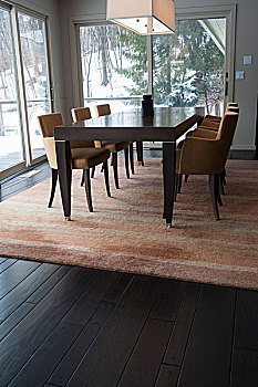 餐厅,桌子,软垫,橙色,椅子,小地毯,地面