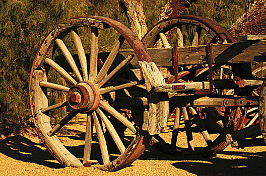 老,农场,四轮马车,死亡谷国家公园,美国