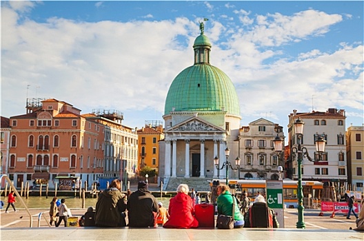 俯视,威尼斯,意大利,旅游,靠近,火车站