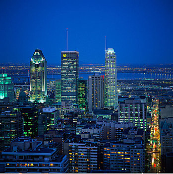 城市,夜晚,蒙特利尔,魁北克,加拿大
