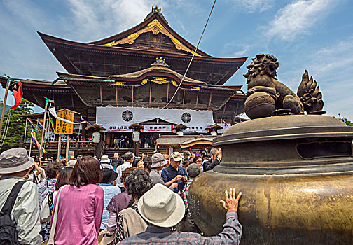 日本,长野,城市,庙宇