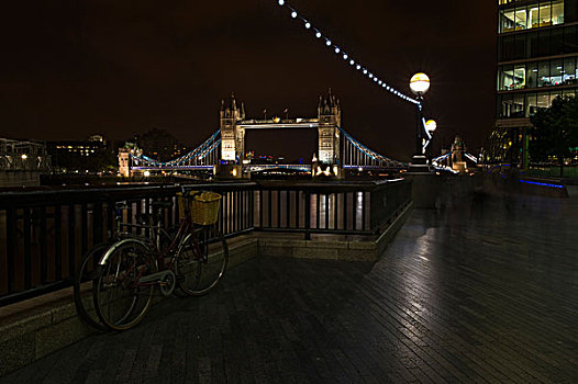 塔桥,夜晚,伦敦,英格兰