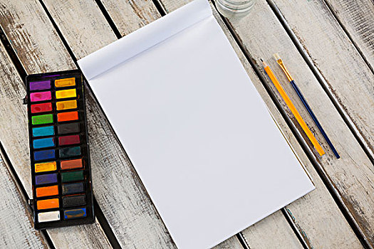 彩色,调色板,上油漆,铅笔,书本,木质,表面,俯视