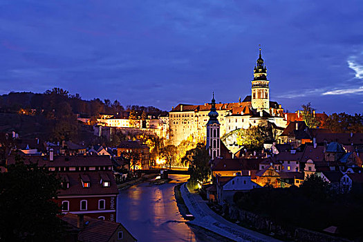 克鲁姆洛夫,城堡,伏尔塔瓦河,世界遗产,南,波希米亚,捷克共和国,欧洲