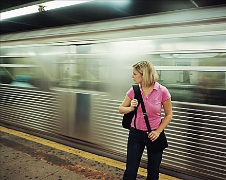 女人,站台,地铁,速度