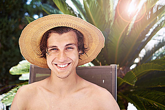 头像,微笑,男青年,戴着,太阳帽