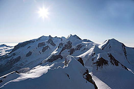 阿尔卑斯山,冬天,瓦莱州,瑞士