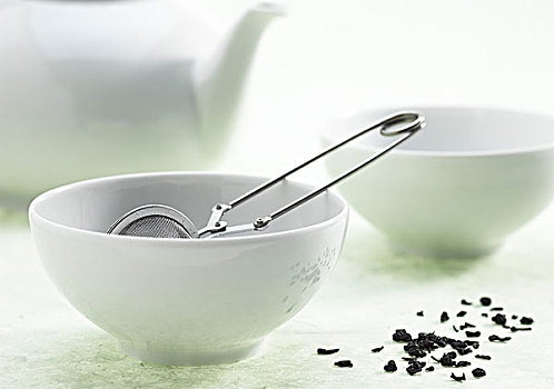 碗,绿茶,注入,白色背景